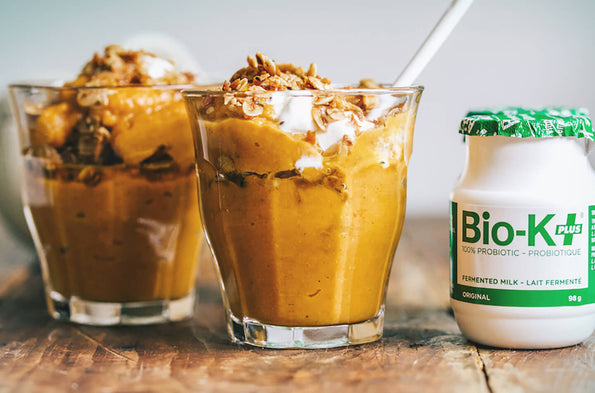 No-Bake Bio-K+ Pumpkin Pie Mini Cheesecake Parfaits