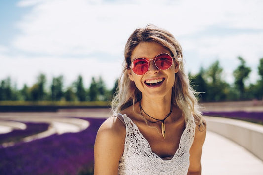 Happy woman smiles at the camera