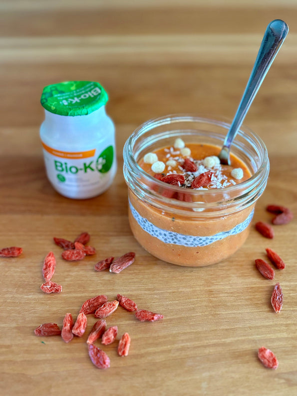 Probiotic Chia Pudding/Smoothie with Goji and Mango