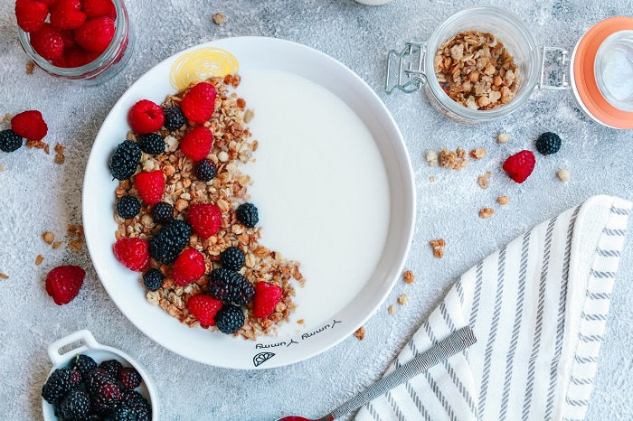 Red and Black Berries with yogurt