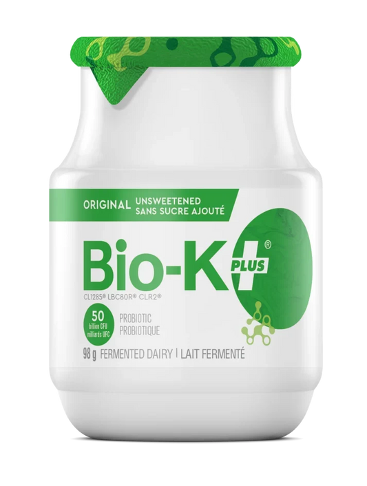Bio-K+ Original Unsweetened probiotic fermented dairy, 98g, 50 billion CFU.