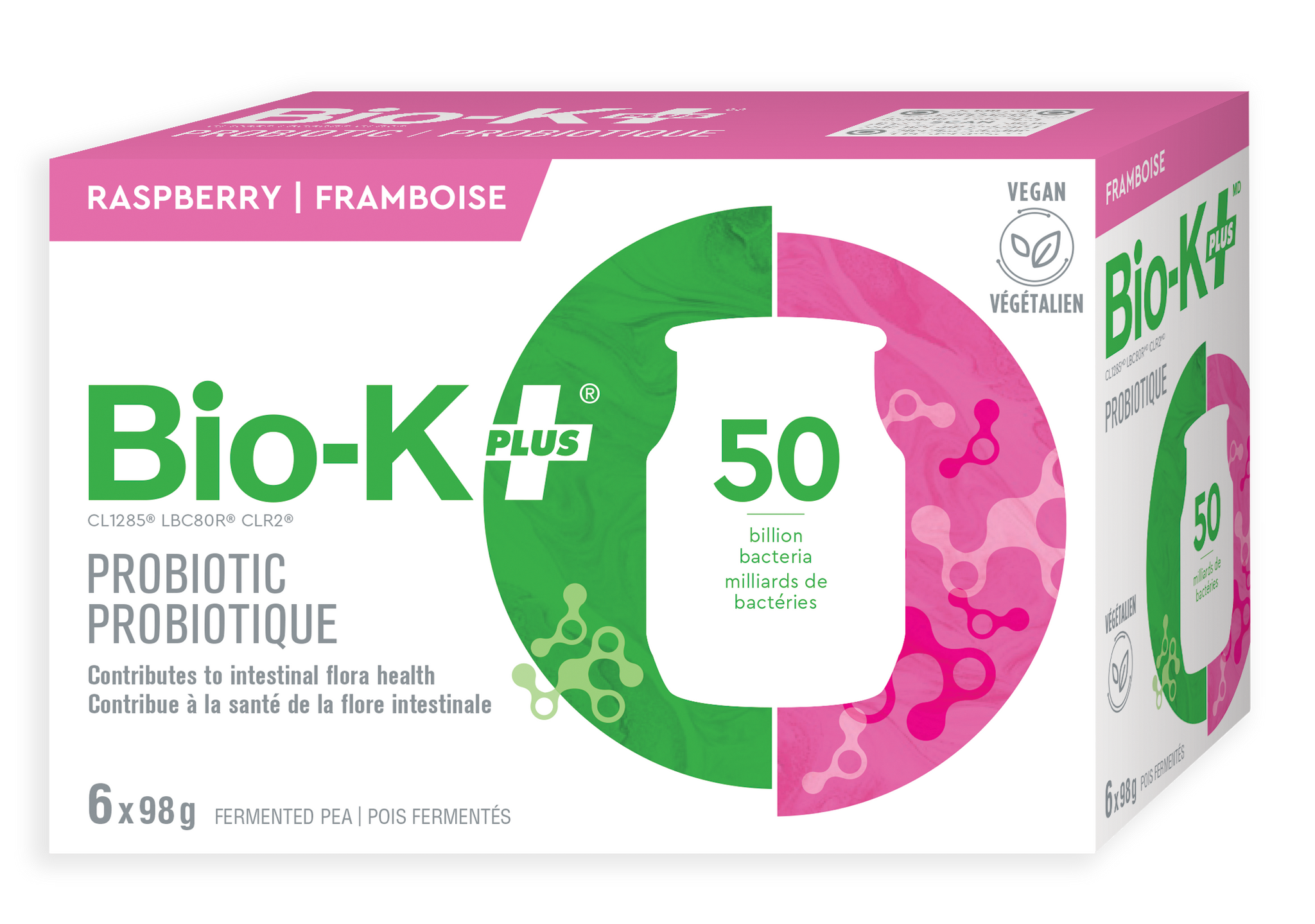 6-Pack of Drinkable Vegan Probiotics - Fermeted pea base - Rasberry flavour