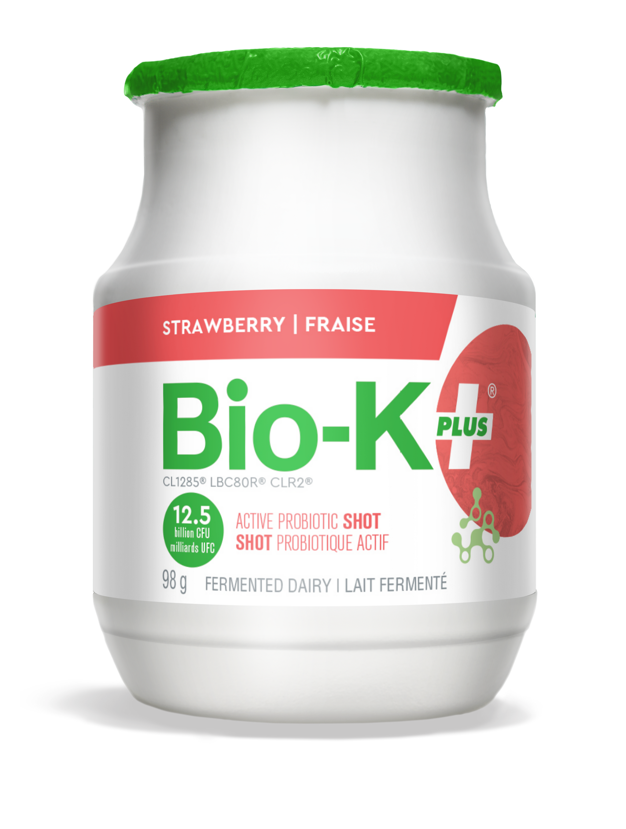 Bottle of Bio-K+ wellness shot - Strawberry flavor