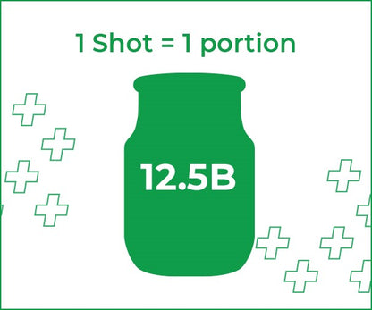 Dosage 1 shot = 1 portion = 12.5Billion of bacterias